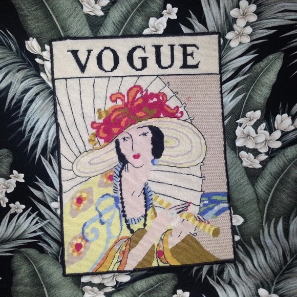 Vintage Handmade Cross Stitch Vogue Wall Art